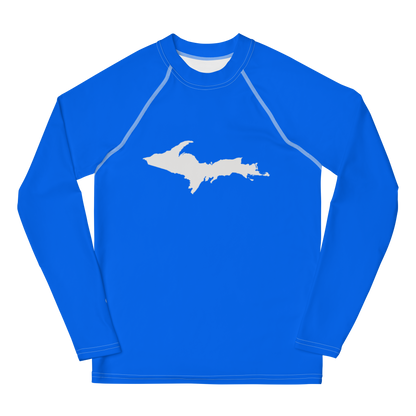 Michigan Upper Peninsula Rash Guard (w/ UP Outline) | Youth - Motor Town Blue