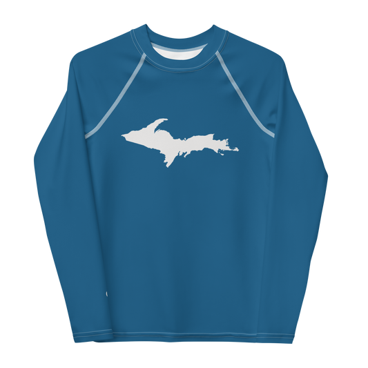 Michigan Upper Peninsula Rash Guard (w/ UP Outline) | Youth - Blueberry