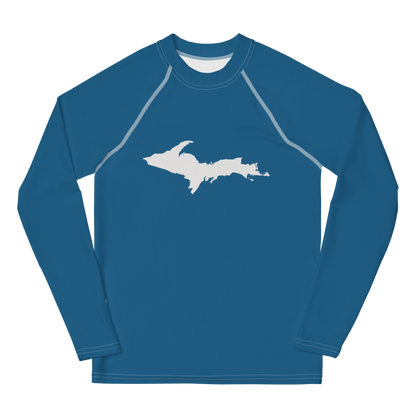 Michigan Upper Peninsula Rash Guard (w/ UP Outline) | Youth - Blueberry