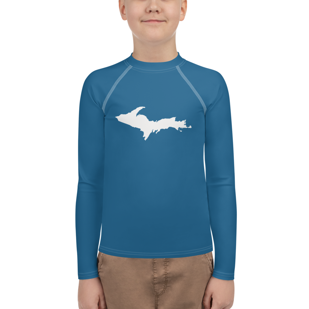 Michigan Upper Peninsula Rash Guard (w/ UP Outline) | Youth - Blueberry