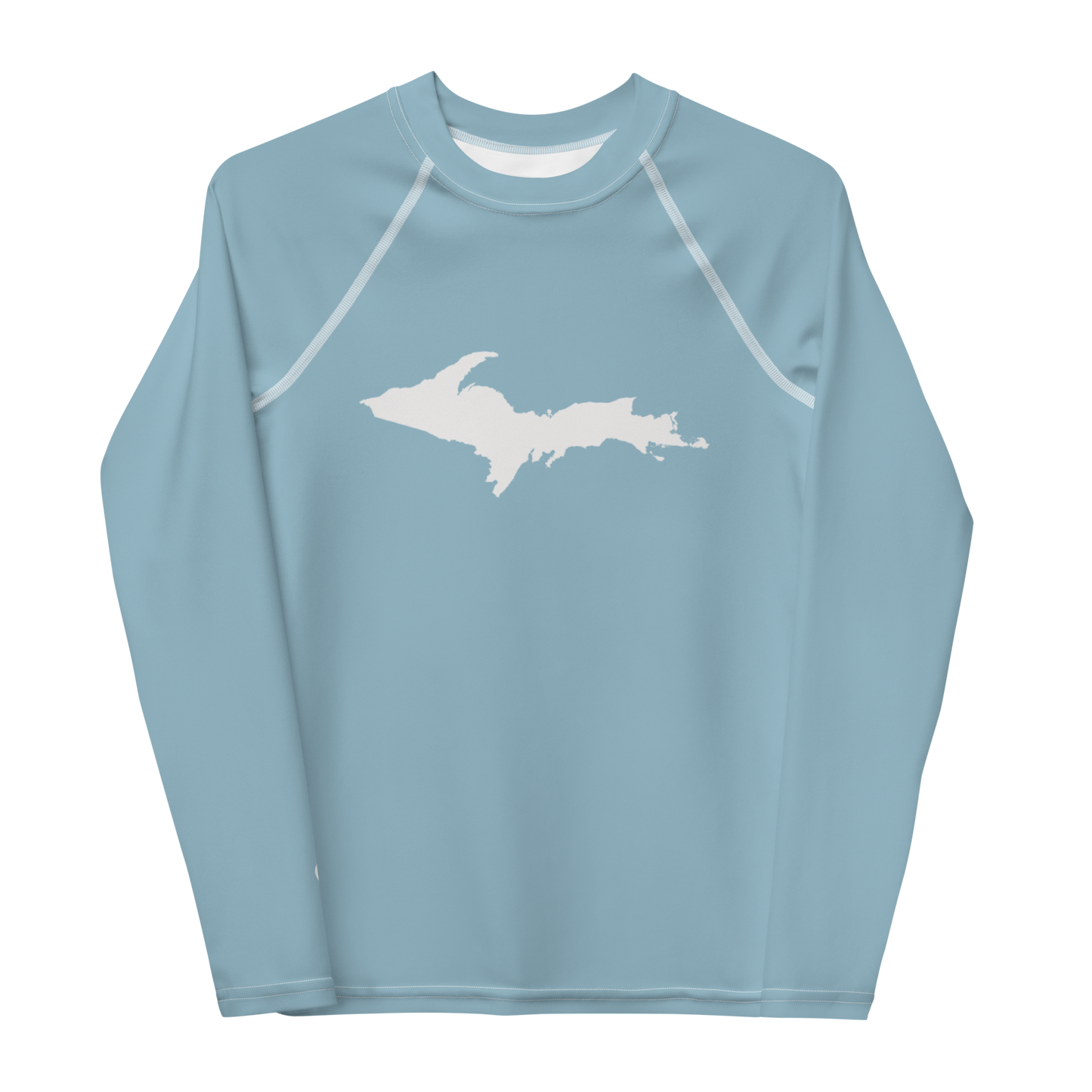 Michigan Upper Peninsula Rash Guard (w/ UP Outline) | Youth - Opal Blue