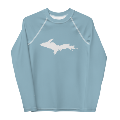 Michigan Upper Peninsula Rash Guard (w/ UP Outline) | Youth - Opal Blue