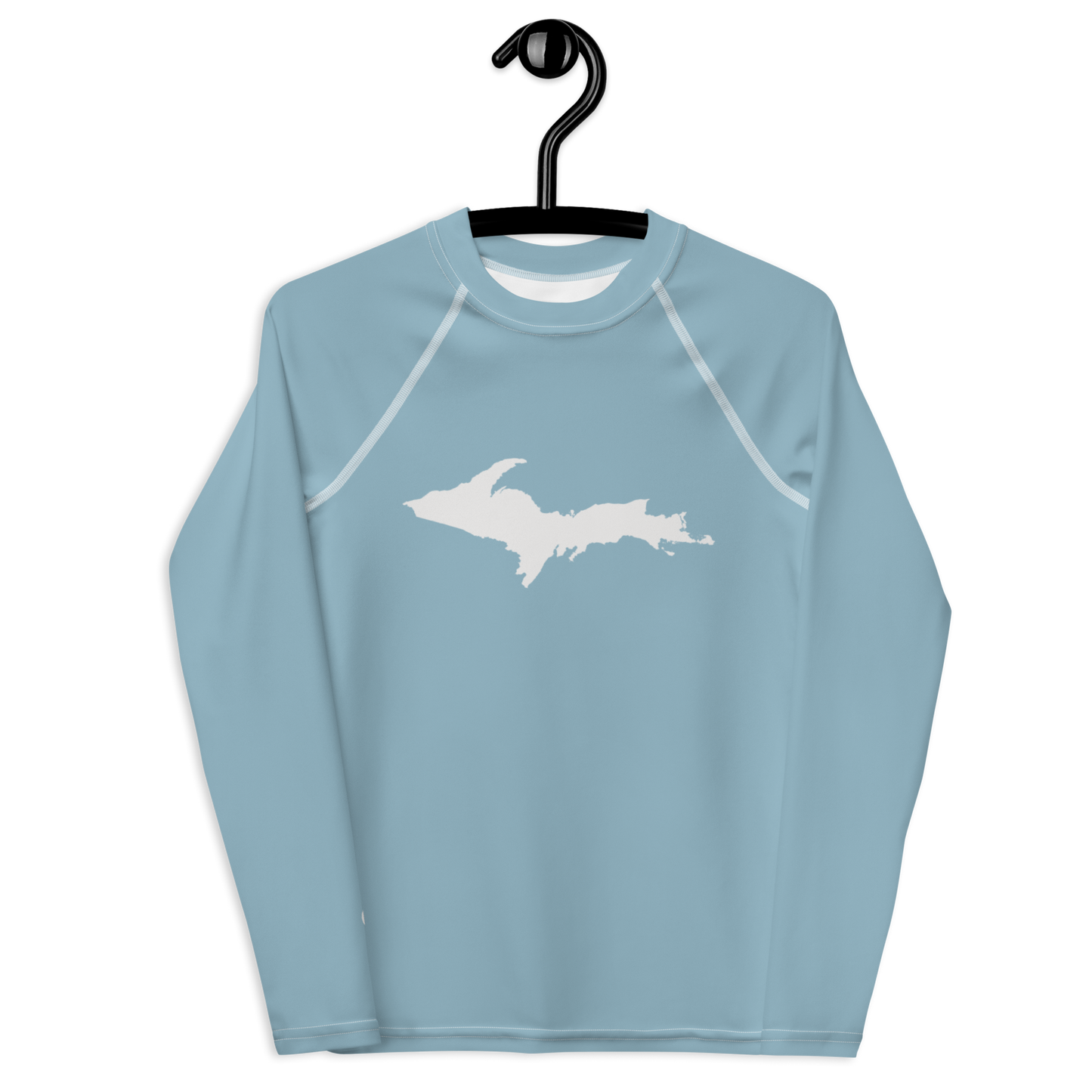 Michigan Upper Peninsula Rash Guard (w/ UP Outline) | Youth - Opal Blue