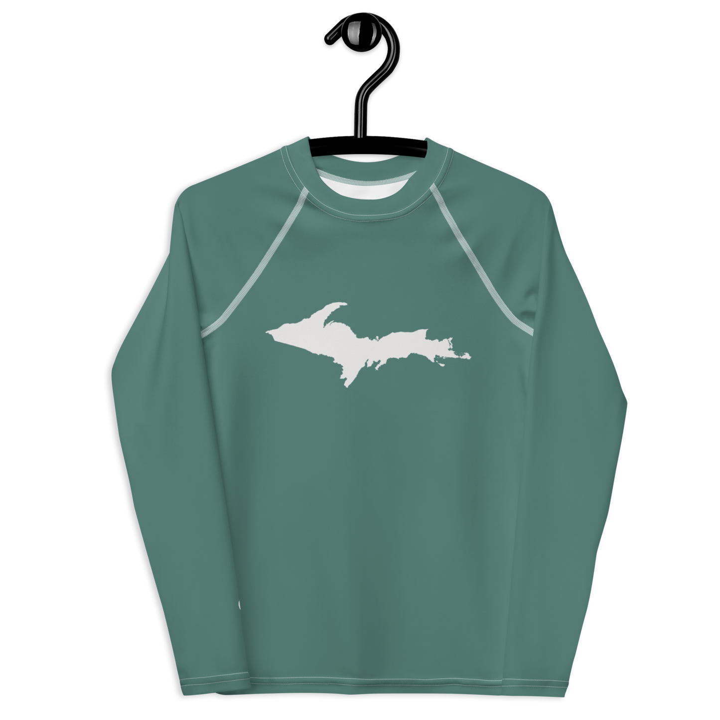 Michigan Upper Peninsula Rash Guard (w/ UP Outline) | Youth - Copper Green