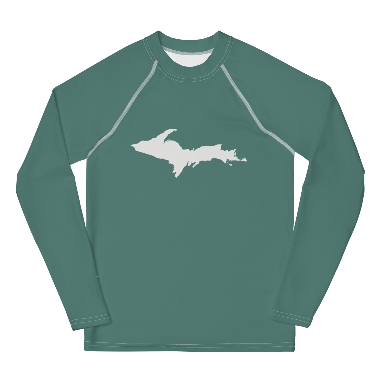 Michigan Upper Peninsula Rash Guard (w/ UP Outline) | Youth - Copper Green