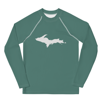 Michigan Upper Peninsula Rash Guard (w/ UP Outline) | Youth - Copper Green