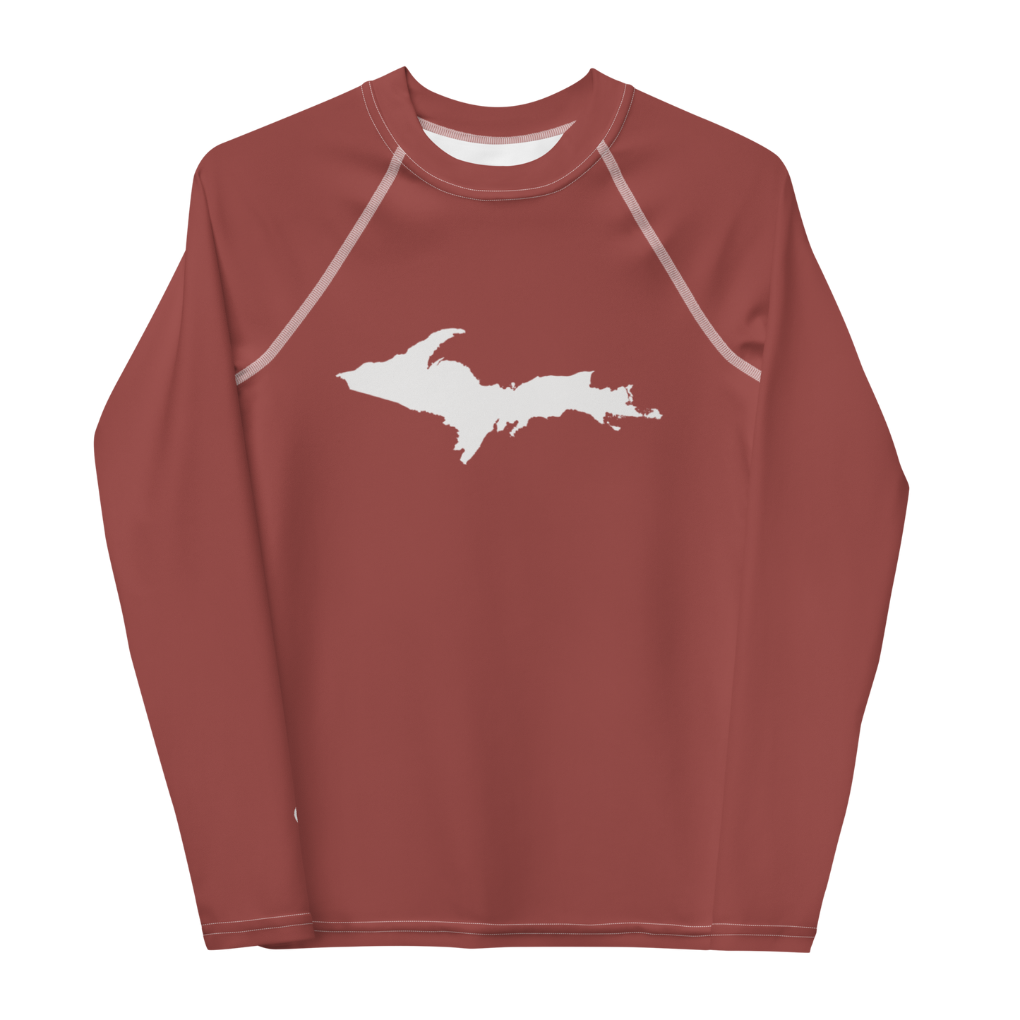 Michigan Upper Peninsula Rash Guard (w/ UP Outline) | Youth - Ore Dock Red