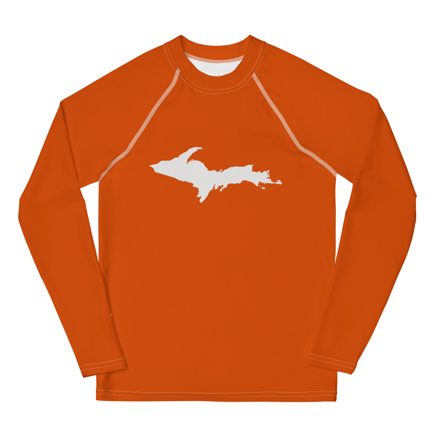 Michigan Upper Peninsula Rash Guard (w/ UP Outline) | Youth - Maple Leaf Orange