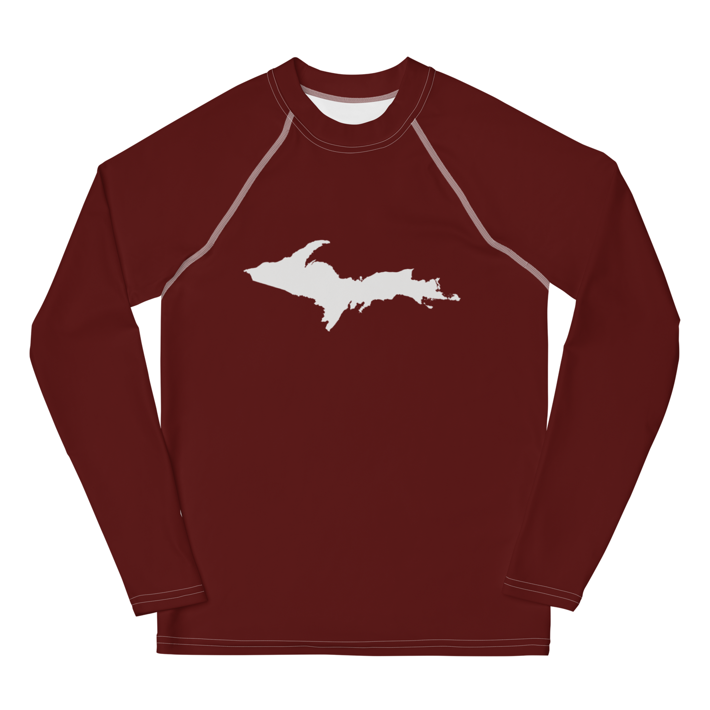 Michigan Upper Peninsula Rash Guard (w/ UP Outline) | Youth - Cherrywood Color