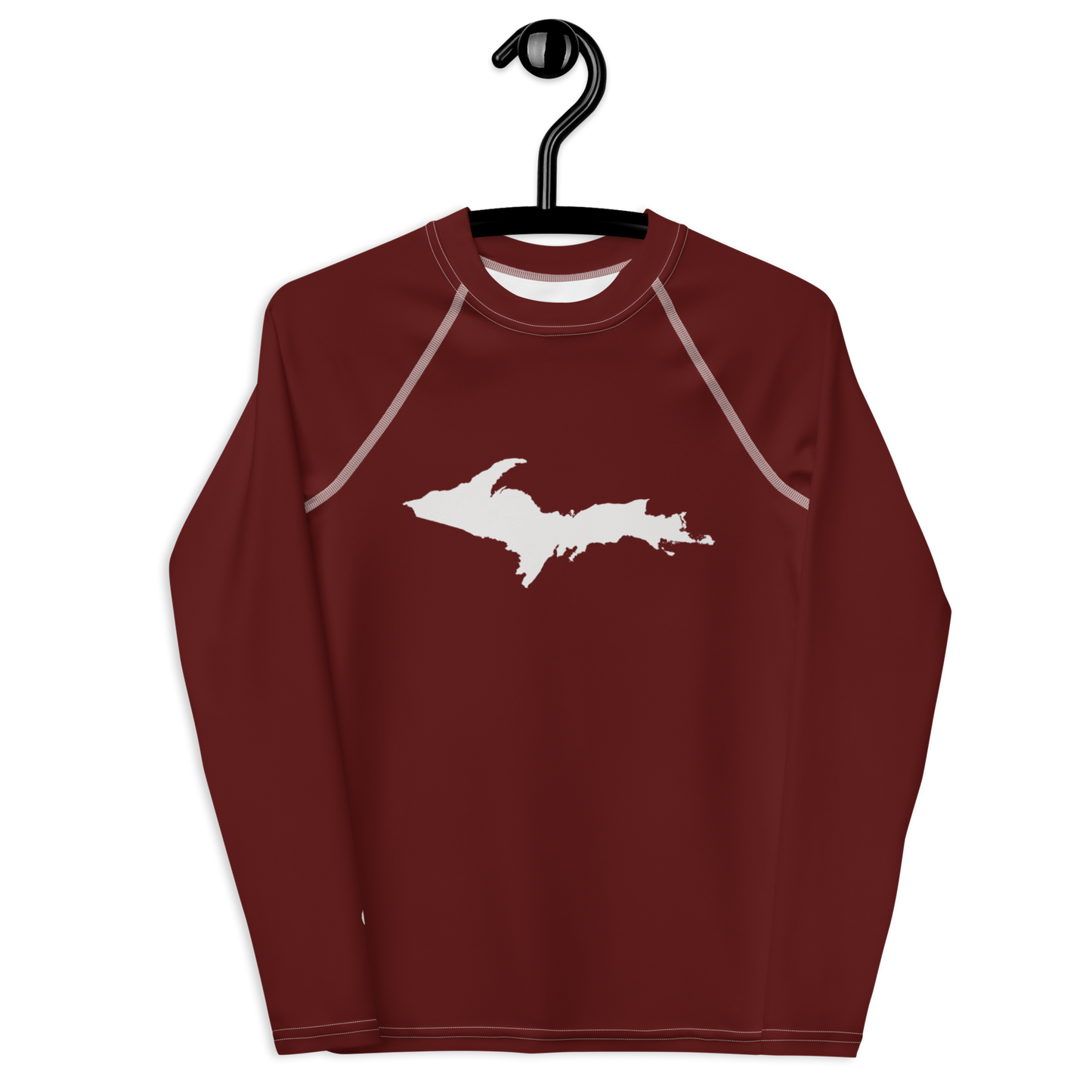 Michigan Upper Peninsula Rash Guard (w/ UP Outline) | Youth - Cherrywood Color