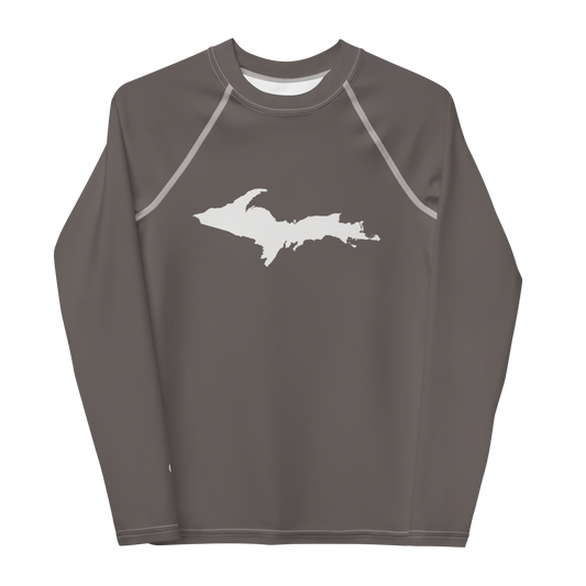 Michigan Upper Peninsula Rash Guard (w/ UP Outline) | Youth - Warren Tank Grey