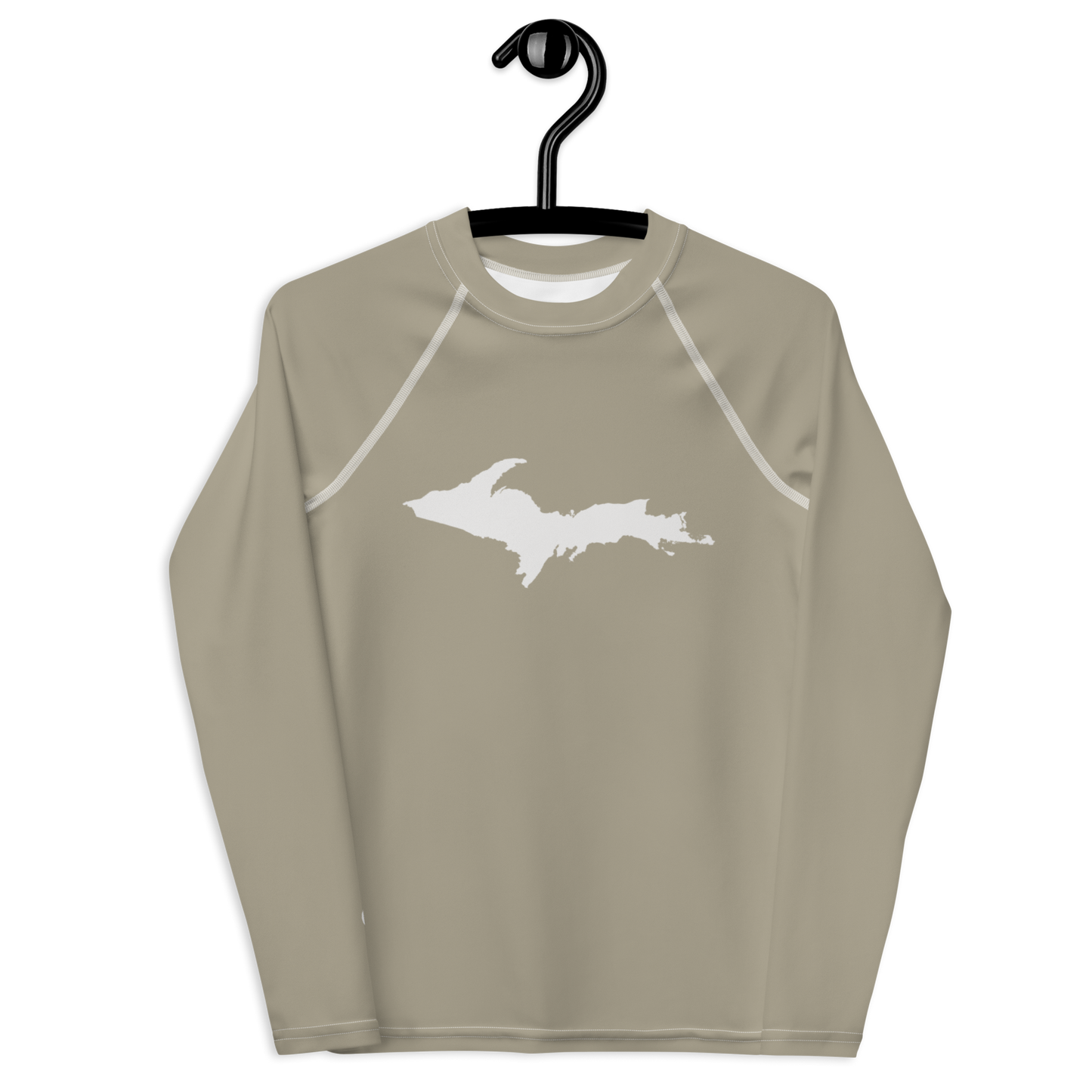 Michigan Upper Peninsula Rash Guard (w/ UP Outline) | Youth - Petoskey Stone Beige