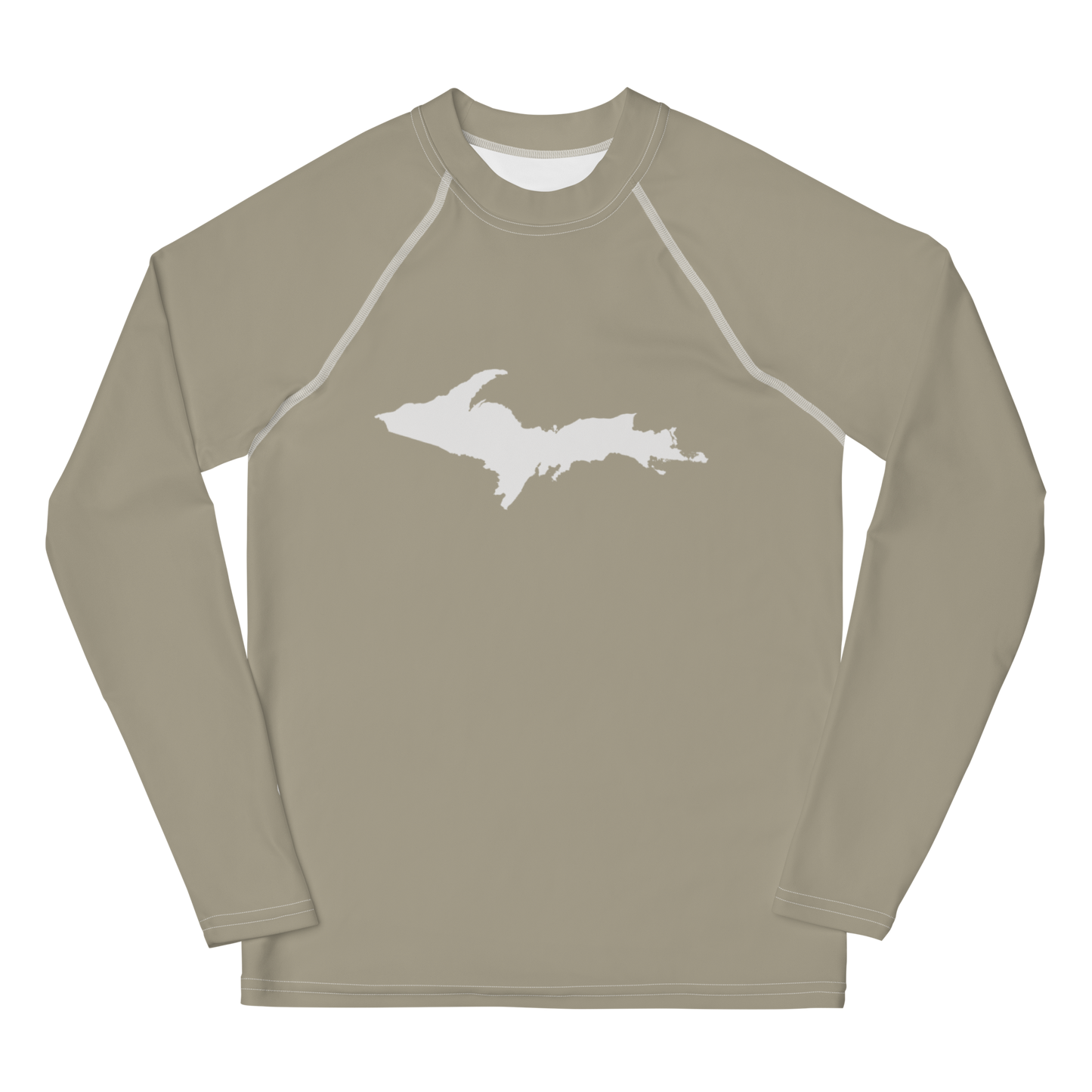 Michigan Upper Peninsula Rash Guard (w/ UP Outline) | Youth - Petoskey Stone Beige