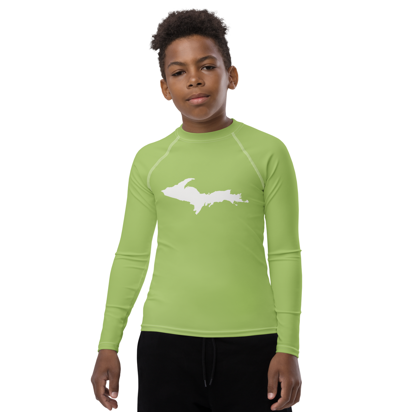 Michigan Upper Peninsula Rash Guard (w/ UP Outline) | Youth - Gooseberry Green