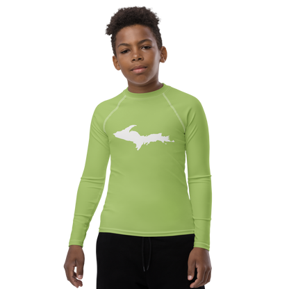 Michigan Upper Peninsula Rash Guard (w/ UP Outline) | Youth - Gooseberry Green