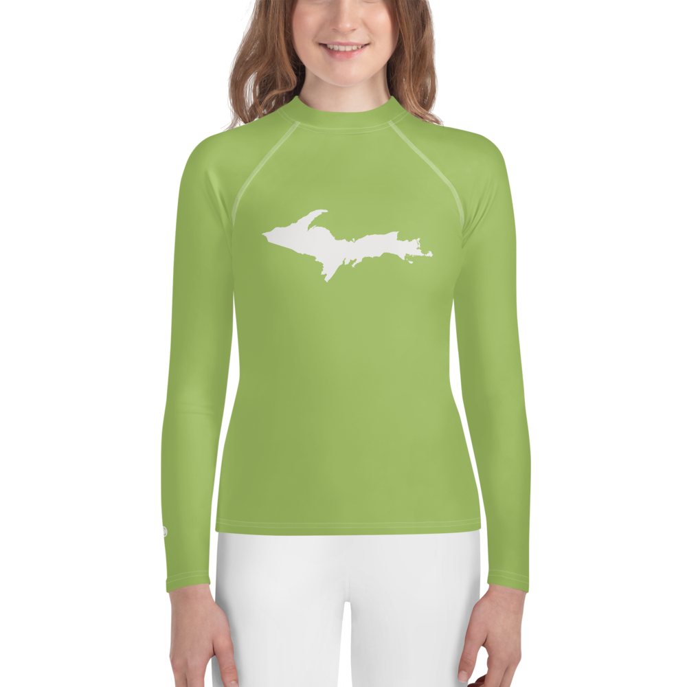 Michigan Upper Peninsula Rash Guard (w/ UP Outline) | Youth - Gooseberry Green