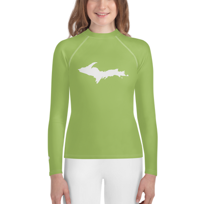 Michigan Upper Peninsula Rash Guard (w/ UP Outline) | Youth - Gooseberry Green