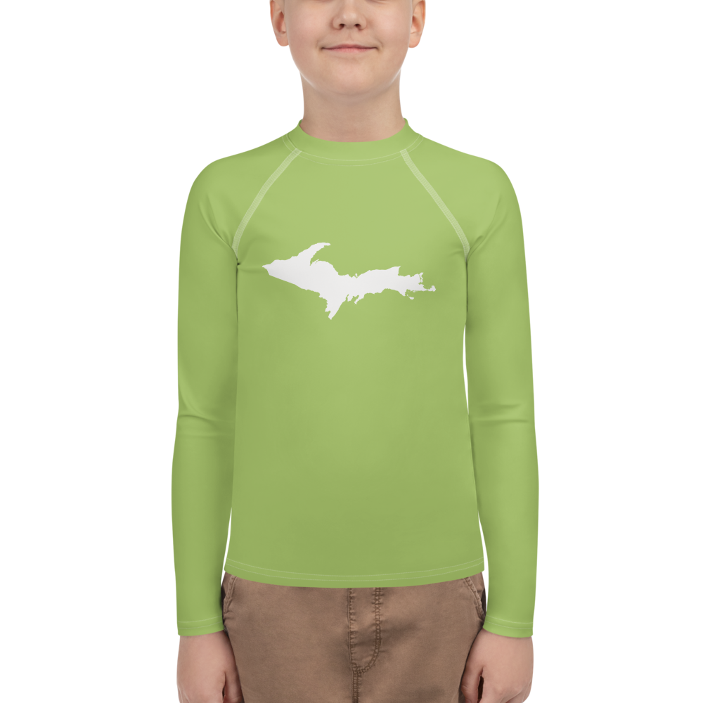 Michigan Upper Peninsula Rash Guard (w/ UP Outline) | Youth - Gooseberry Green