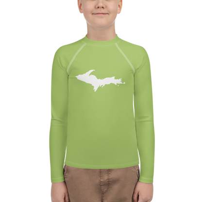 Michigan Upper Peninsula Rash Guard (w/ UP Outline) | Youth - Gooseberry Green