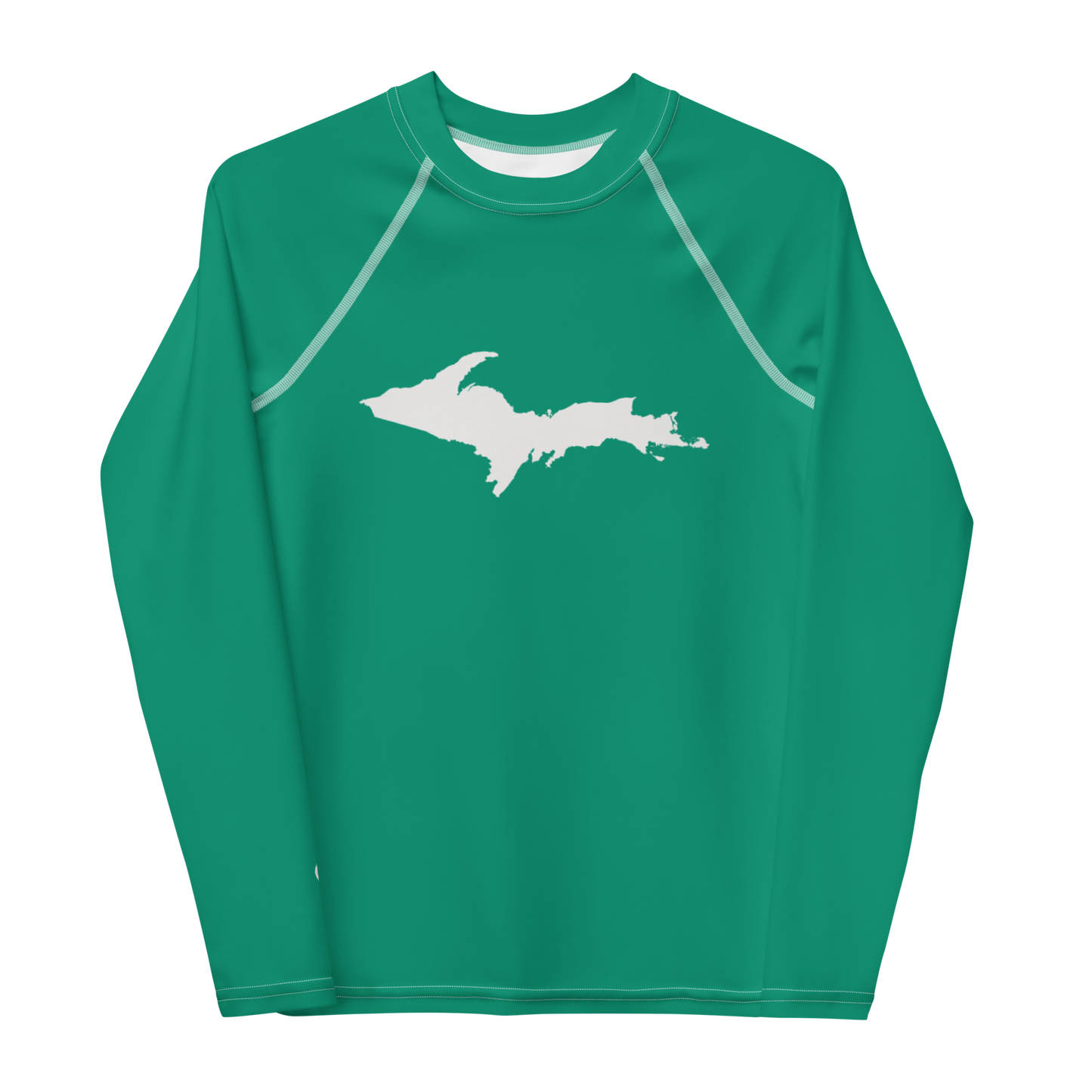 Michigan Upper Peninsula Rash Guard (w/ UP Outline) | Youth - Emerald Green