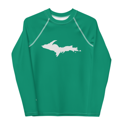 Michigan Upper Peninsula Rash Guard (w/ UP Outline) | Youth - Emerald Green