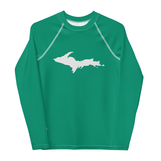 Michigan Upper Peninsula Rash Guard (w/ UP Outline) | Youth - Emerald Green