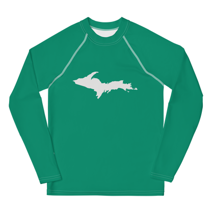 Michigan Upper Peninsula Rash Guard (w/ UP Outline) | Youth - Emerald Green