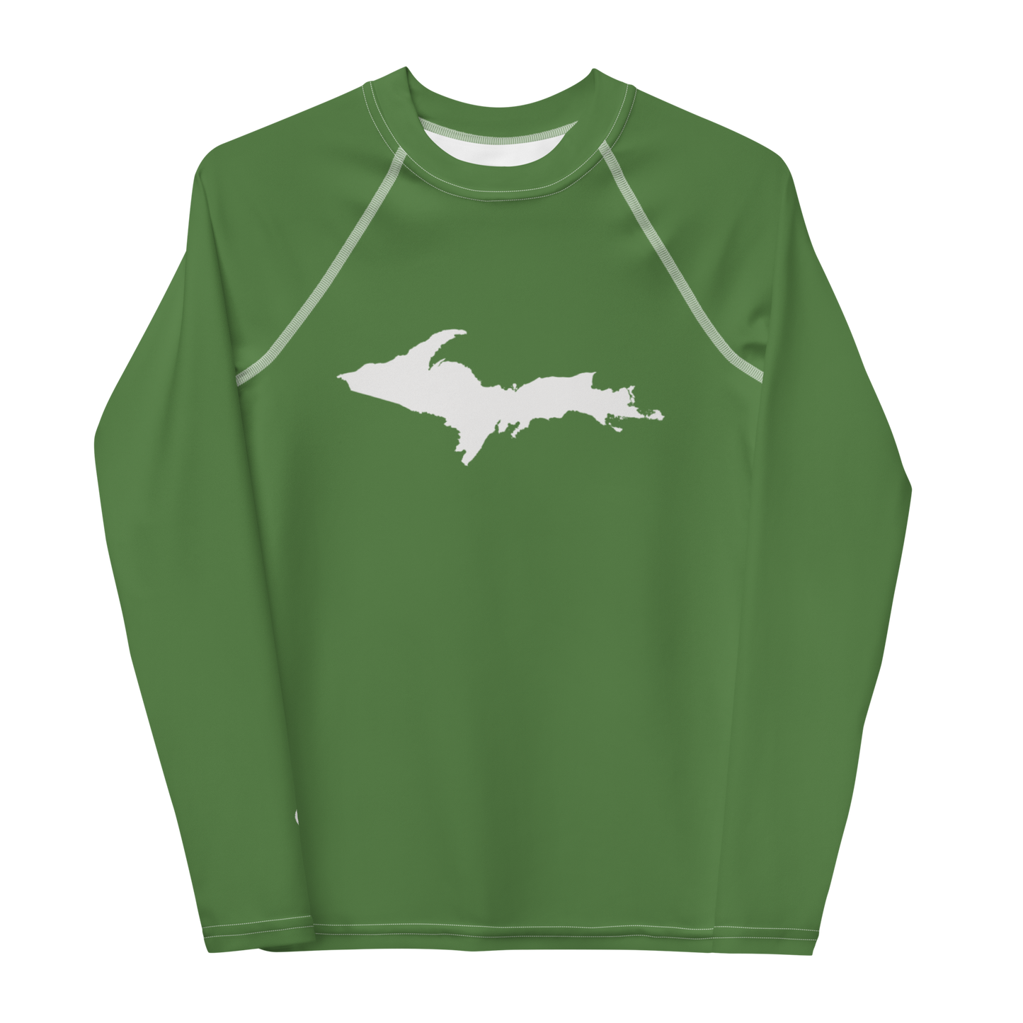 Michigan Upper Peninsula Rash Guard (w/ UP Outline) | Youth - Pine Green