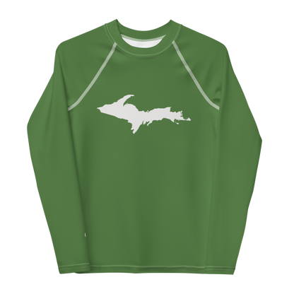 Michigan Upper Peninsula Rash Guard (w/ UP Outline) | Youth - Pine Green