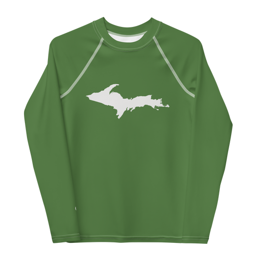 Michigan Upper Peninsula Rash Guard (w/ UP Outline) | Youth - Pine Green