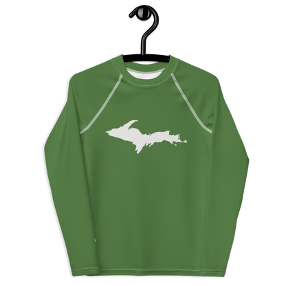 Michigan Upper Peninsula Rash Guard (w/ UP Outline) | Youth - Pine Green