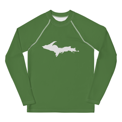 Michigan Upper Peninsula Rash Guard (w/ UP Outline) | Youth - Pine Green