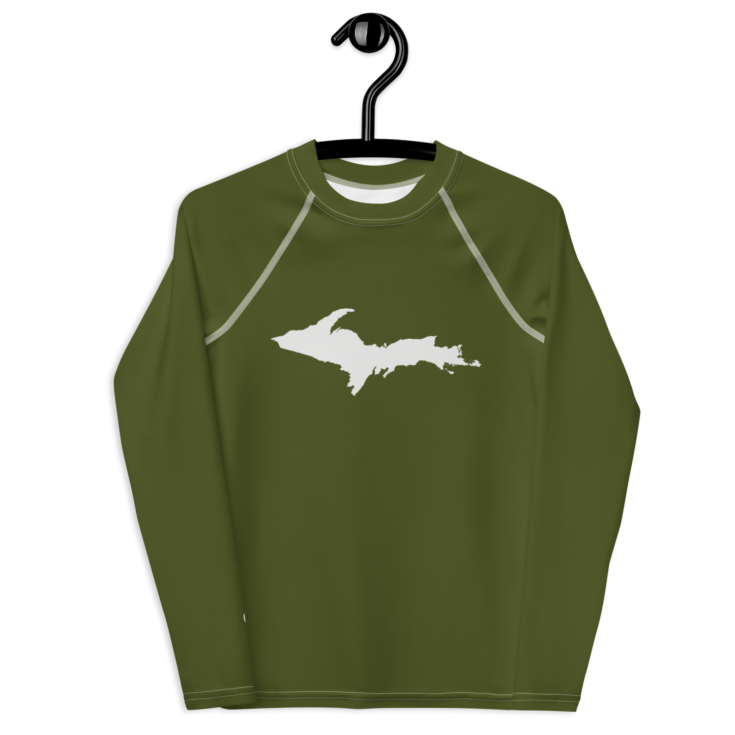 Michigan Upper Peninsula Rash Guard (w/ UP Outline) | Youth - Army Green