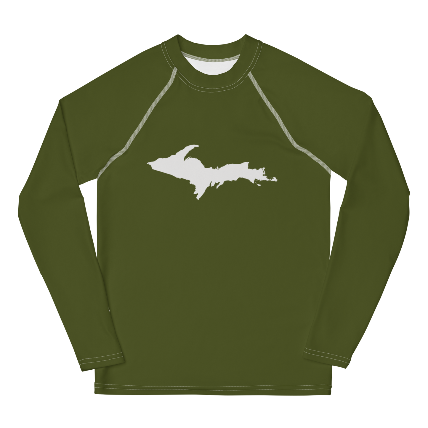 Michigan Upper Peninsula Rash Guard (w/ UP Outline) | Youth - Army Green