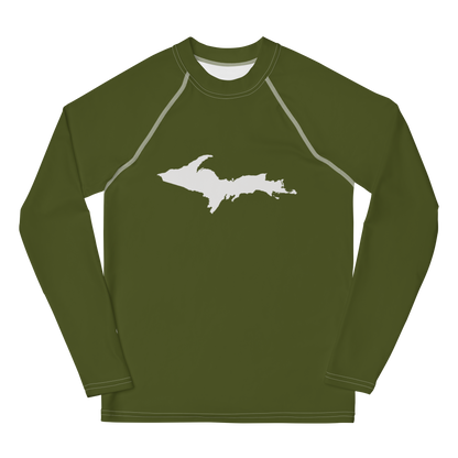 Michigan Upper Peninsula Rash Guard (w/ UP Outline) | Youth - Army Green