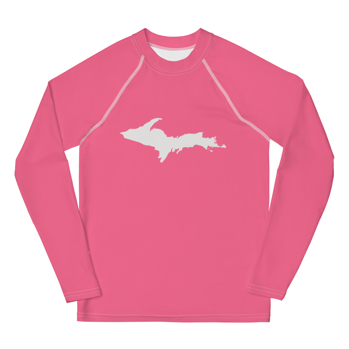 Michigan Upper Peninsula Rash Guard (w/ UP Outline) | Youth - Rhodochrosite Pink