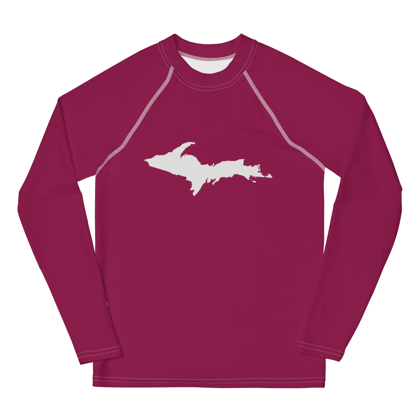 Michigan Upper Peninsula Rash Guard (w/ UP Outline) | Youth - Ruby Red