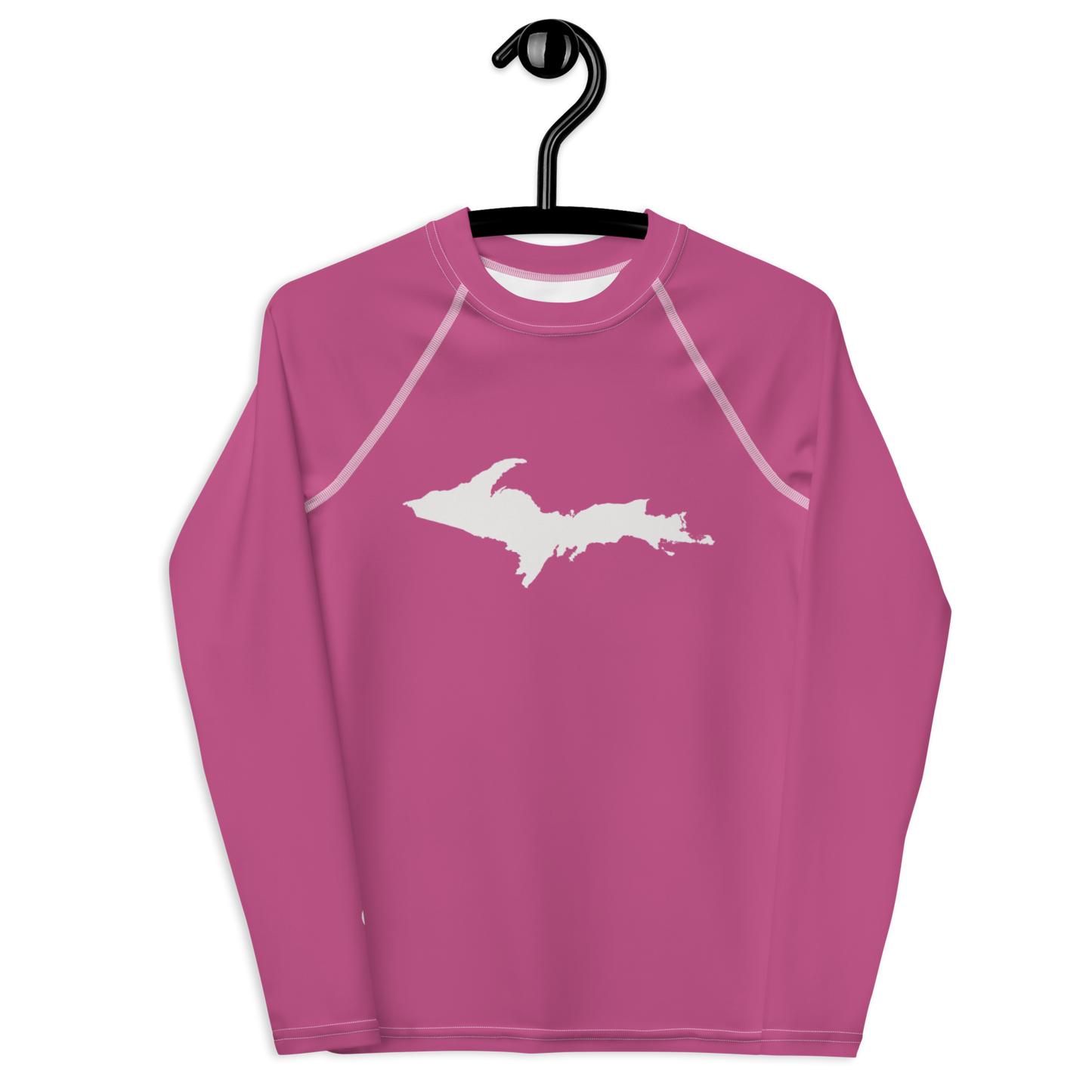 Michigan Upper Peninsula Rash Guard (w/ UP Outline) | Youth - Apple Blossom Pink