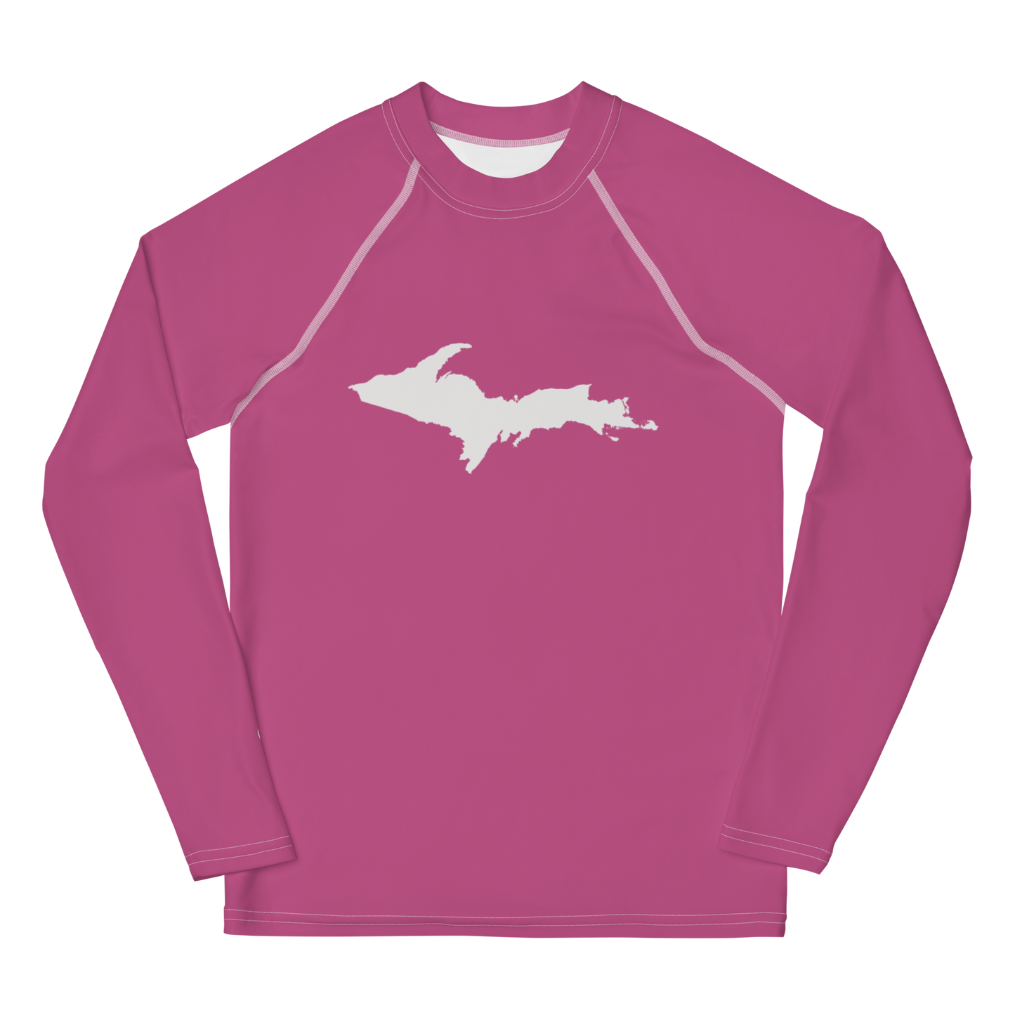 Michigan Upper Peninsula Rash Guard (w/ UP Outline) | Youth - Apple Blossom Pink