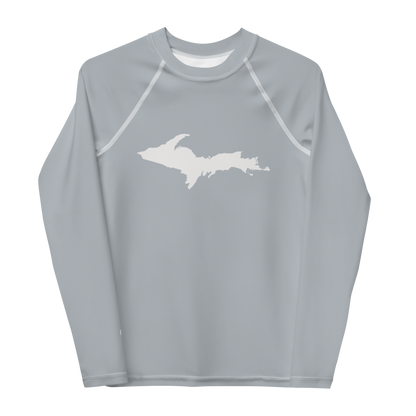 Michigan Upper Peninsula Rash Guard (w/ UP Outline) | Youth - Silver