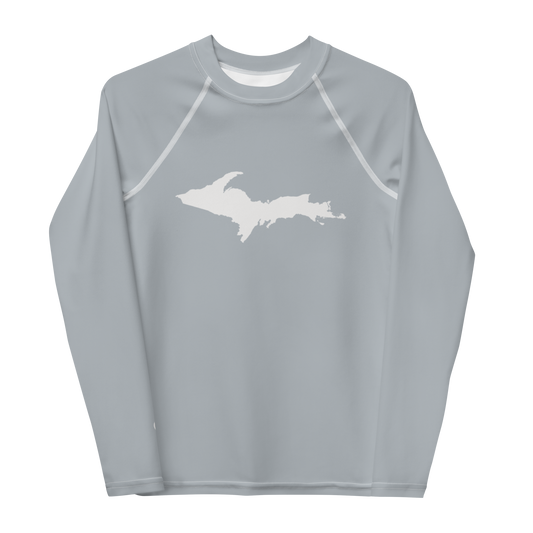 Michigan Upper Peninsula Rash Guard (w/ UP Outline) | Youth - Silver