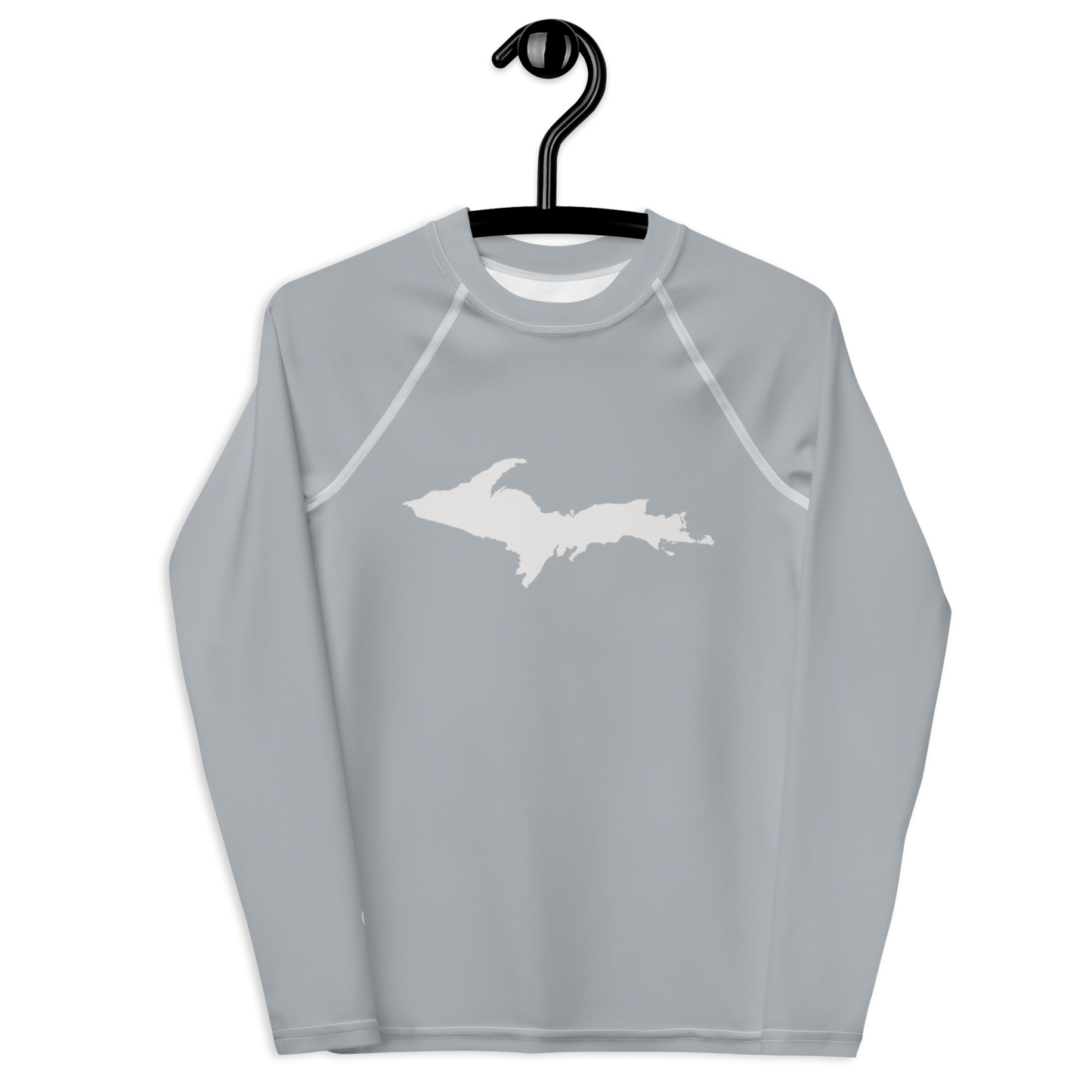 Michigan Upper Peninsula Rash Guard (w/ UP Outline) | Youth - Silver