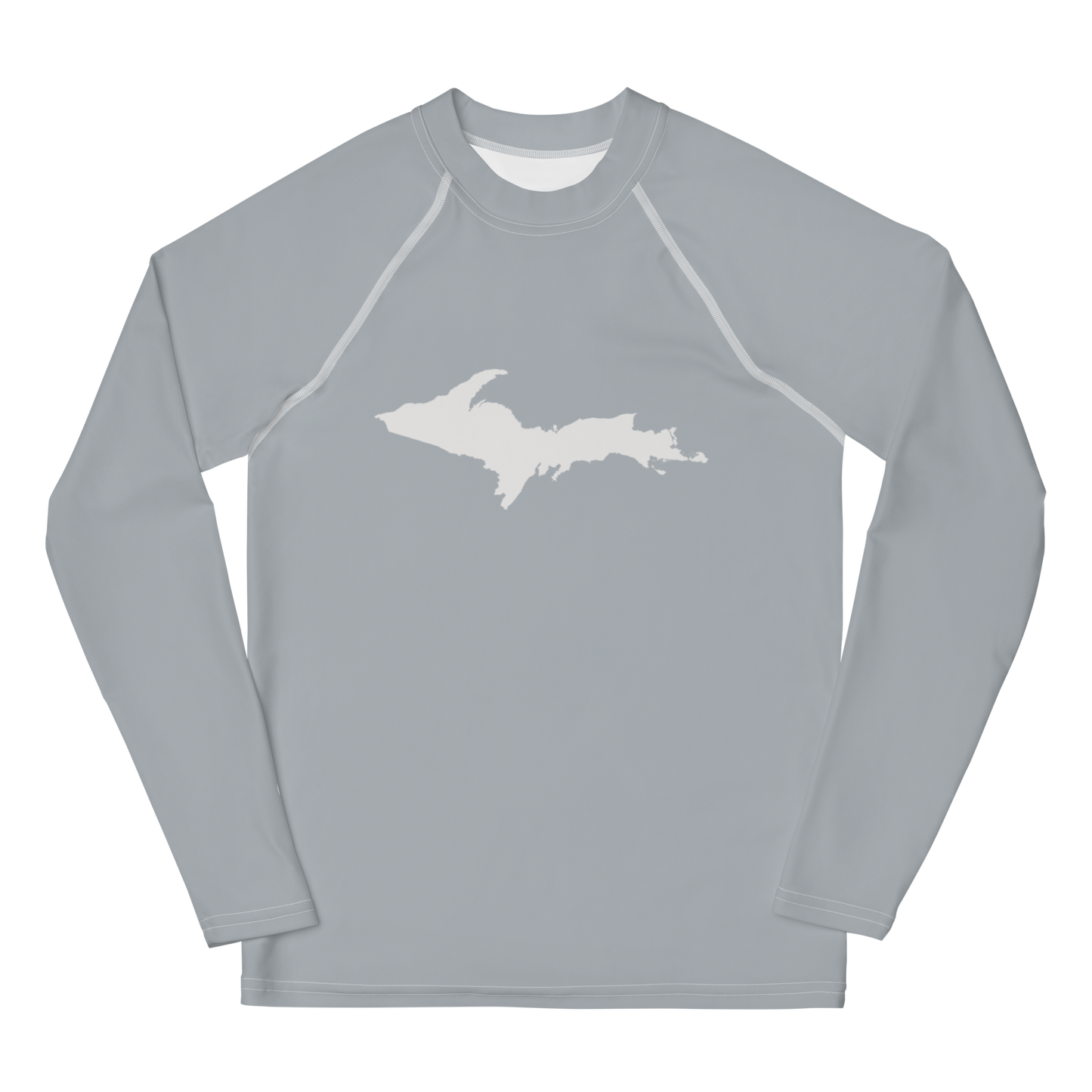 Michigan Upper Peninsula Rash Guard (w/ UP Outline) | Youth - Silver