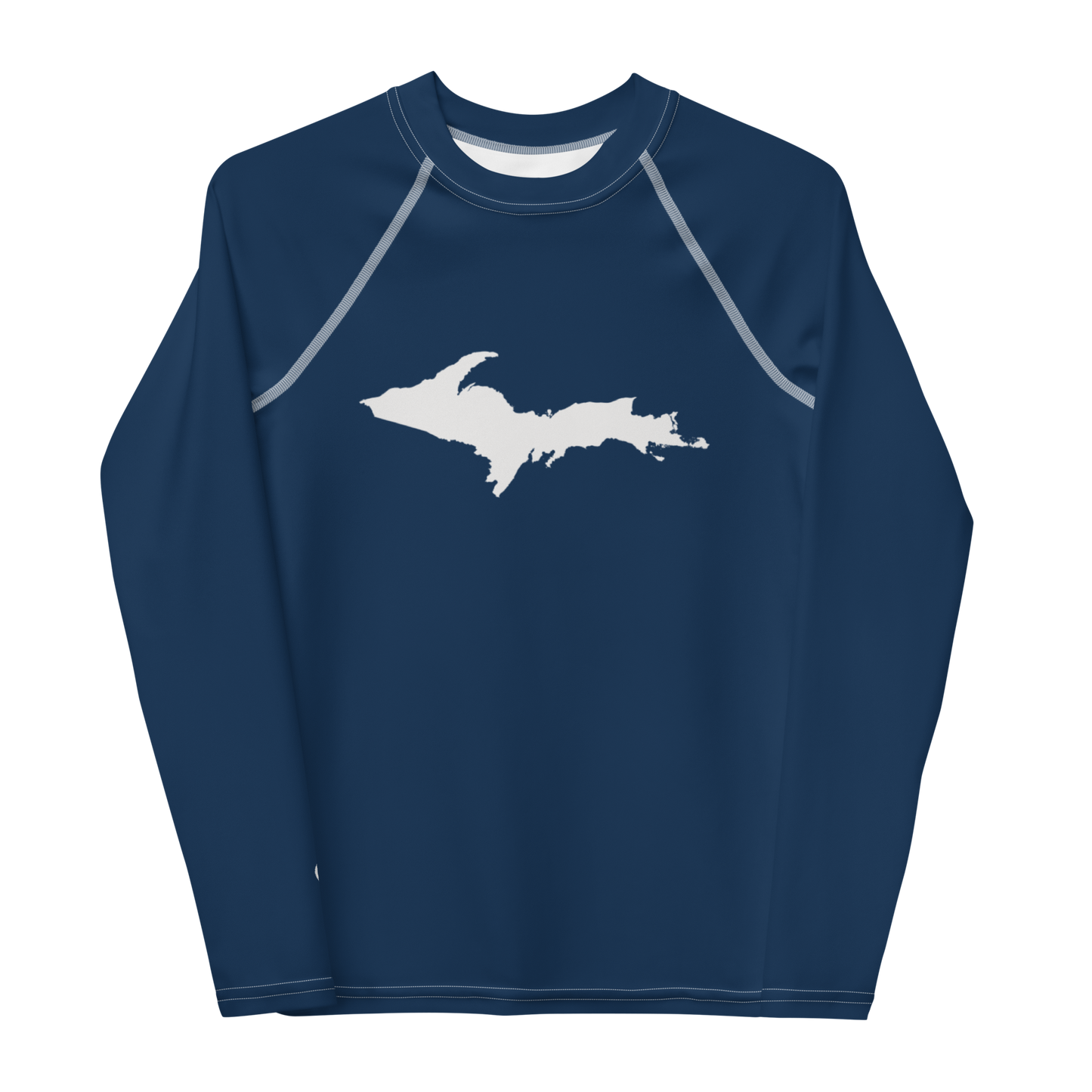 Michigan Upper Peninsula Rash Guard (w/ UP Outline) | Youth - Navy