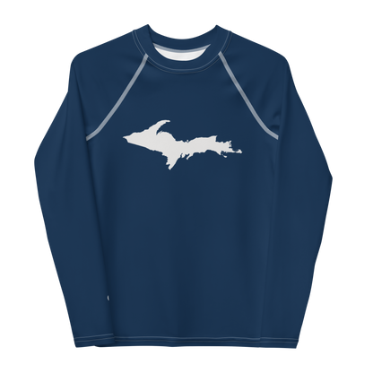 Michigan Upper Peninsula Rash Guard (w/ UP Outline) | Youth - Navy