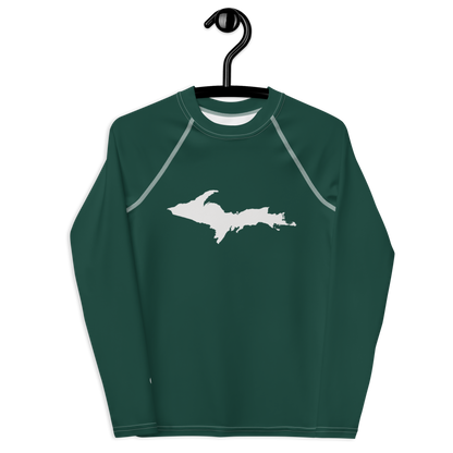 Michigan Upper Peninsula Rash Guard (w/ UP Outline) | Youth - Laconic Green