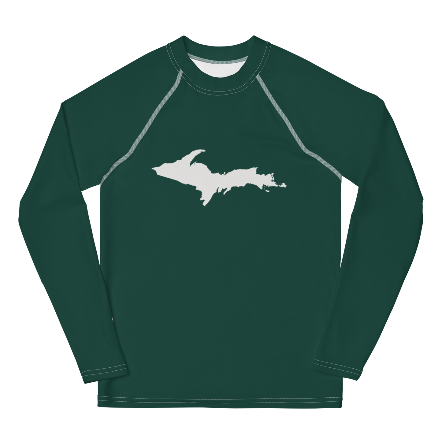 Michigan Upper Peninsula Rash Guard (w/ UP Outline) | Youth - Laconic Green