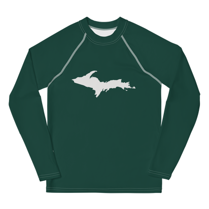 Michigan Upper Peninsula Rash Guard (w/ UP Outline) | Youth - Laconic Green