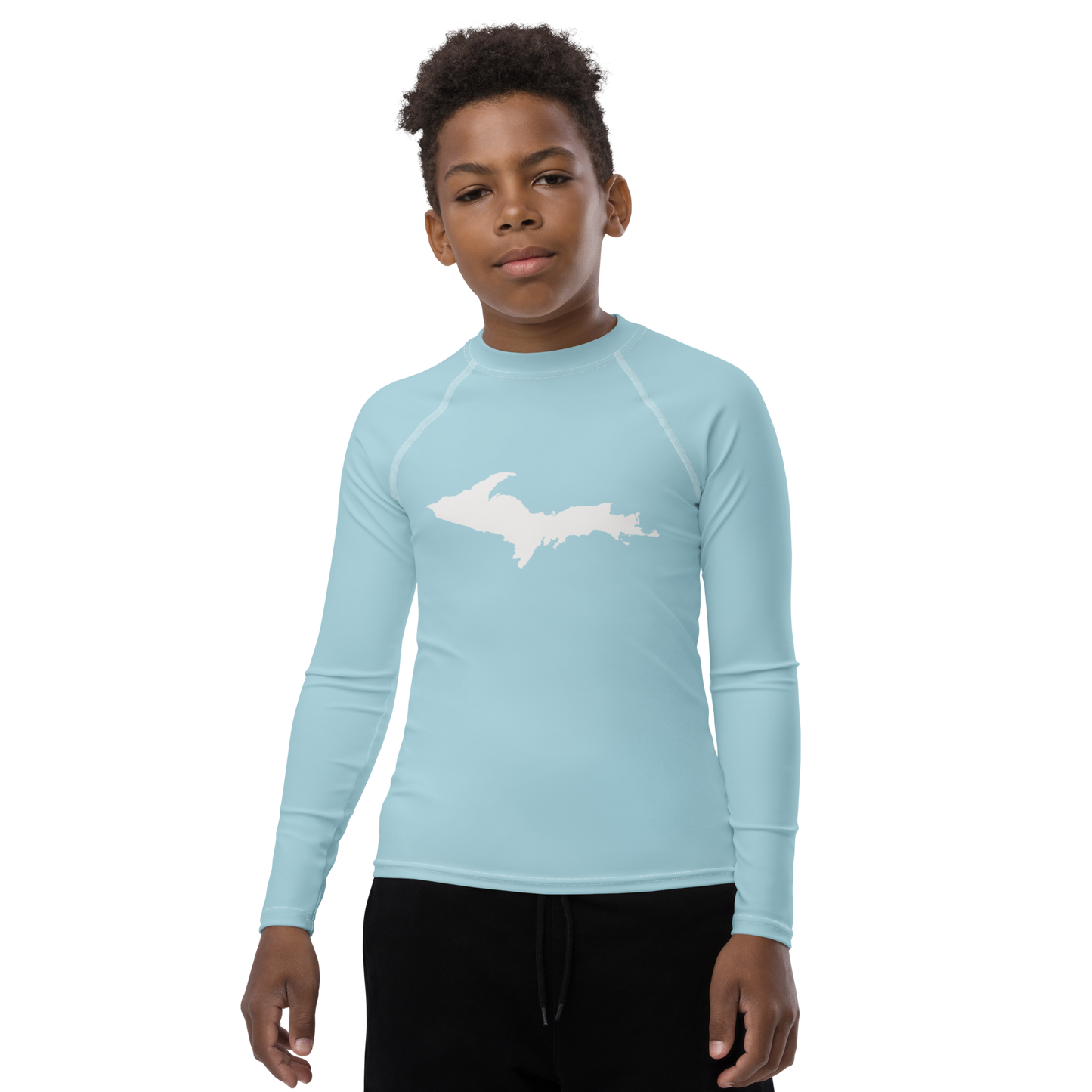 Michigan Upper Peninsula Rash Guard (w/ UP Outline) | Youth - '58 Caddie Blue