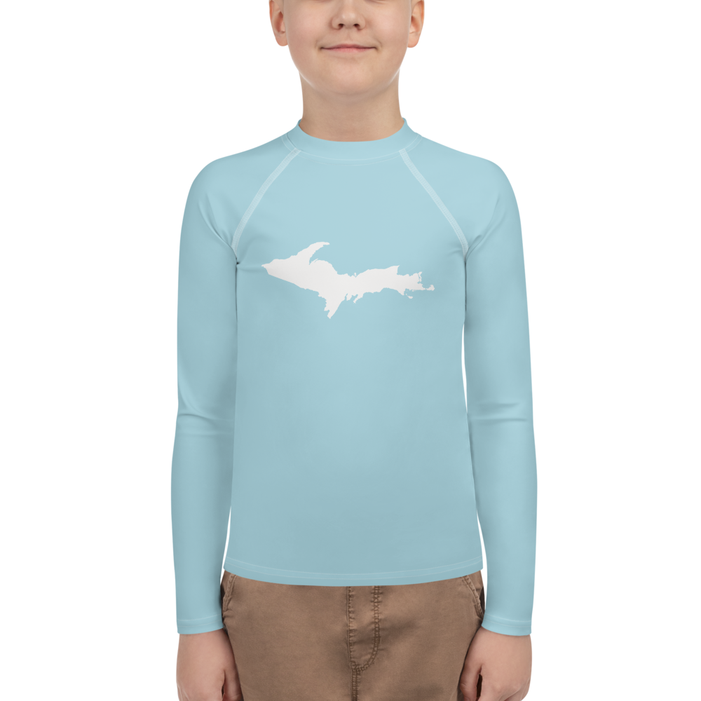 Michigan Upper Peninsula Rash Guard (w/ UP Outline) | Youth - '58 Caddie Blue